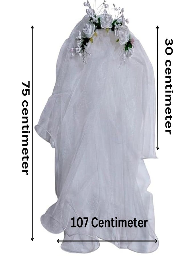 Devino ora Veil Flower Headband Hair Wreath Floral Crown Veil Girls Veil First Communion First Holy Communion Veils Headpiece Veil (Medium) - Image 3